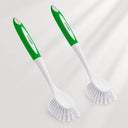 AmazerBath Green-Green long-handle kitchen dish brushes, set of 2, on a clean background.