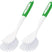 Two white barbecue cleaning brushes with green handles on a white background