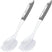 Two kitchen cleaning brushes with gray handles and white bristles on a white background.