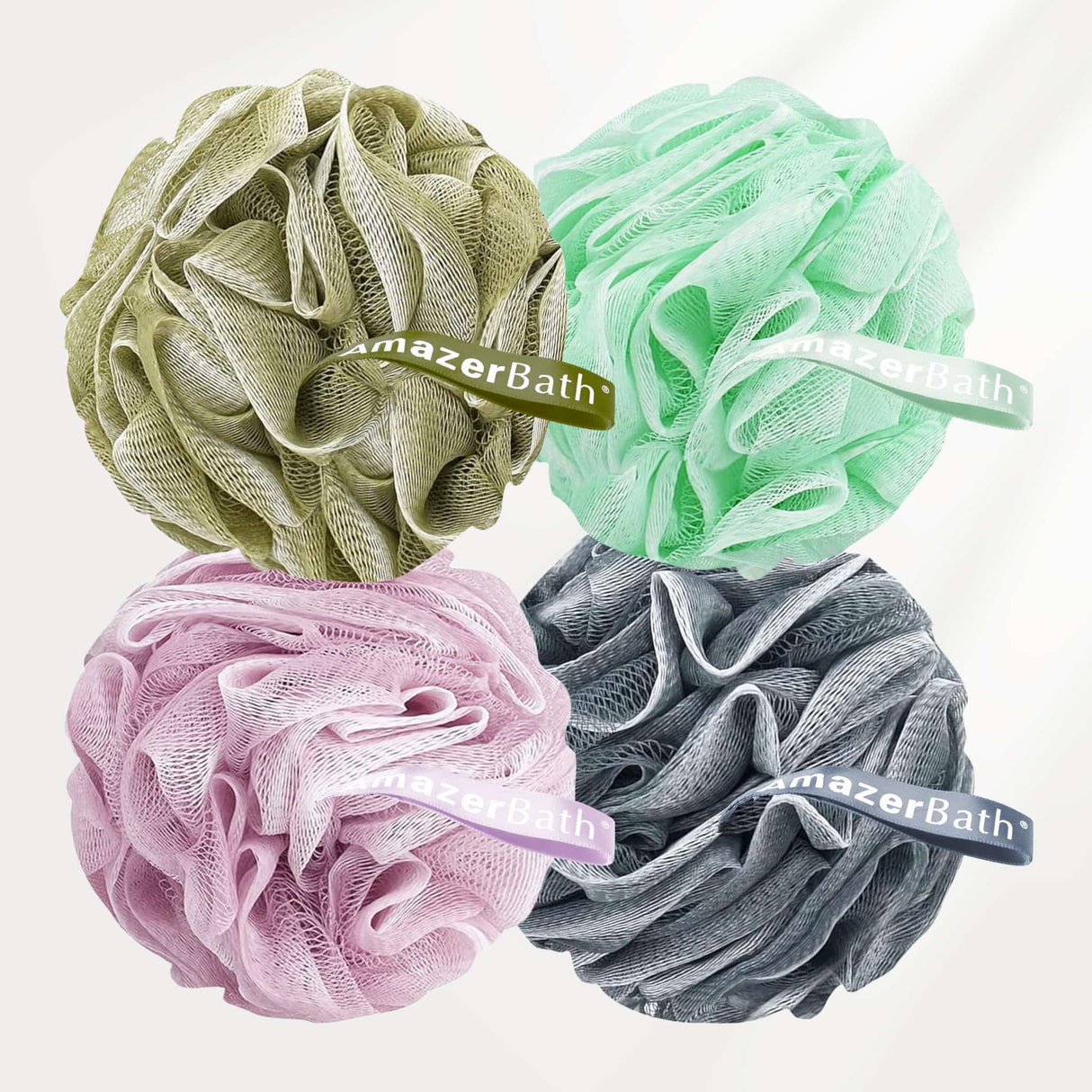 AmazerBath Bath Loofah Sponge Colorful, Set of 4