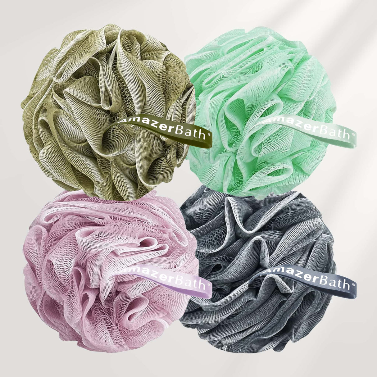 AmazerBath Loofah Bath Sponge Tranquil, Set of 4