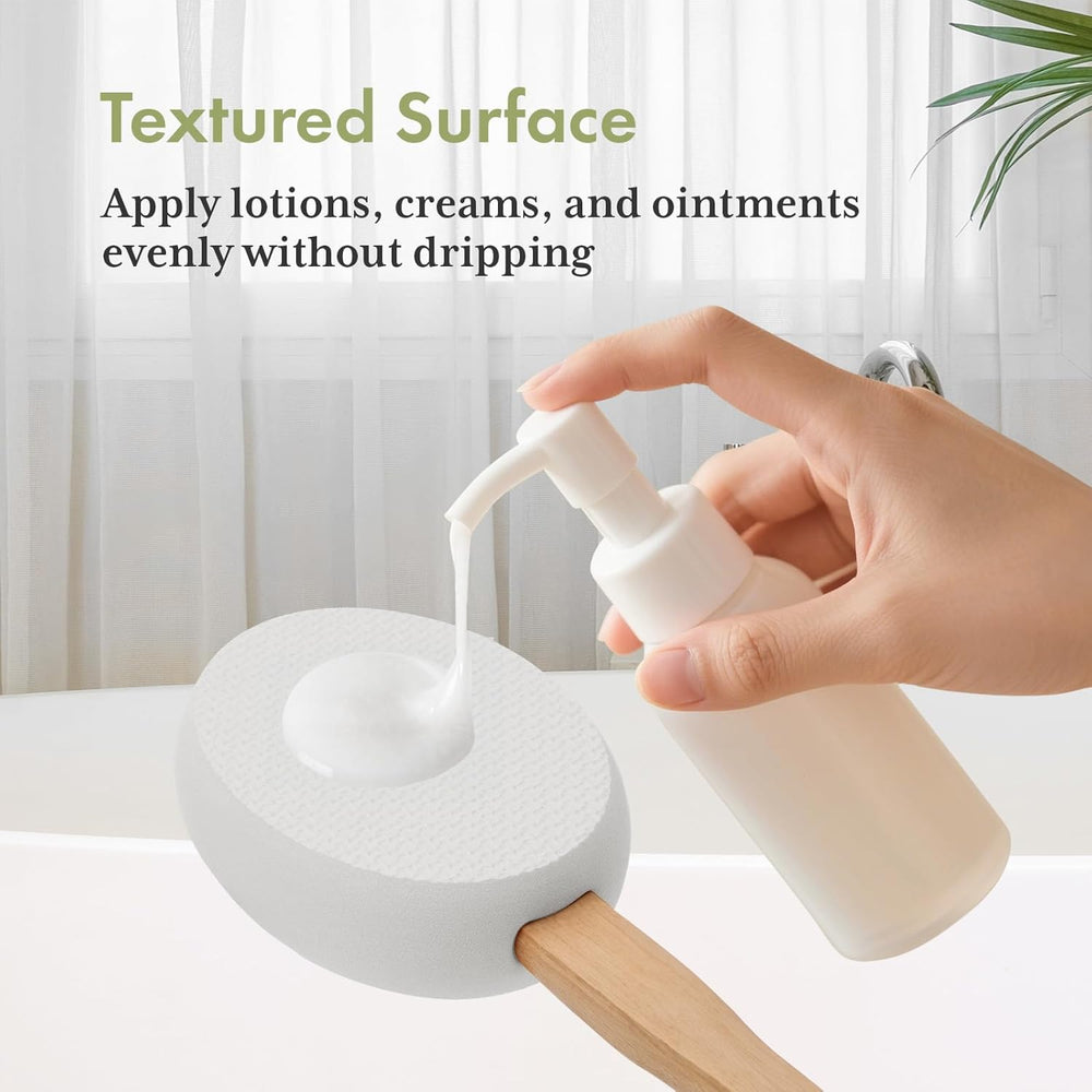 Hand applying lotion to a textured surface with text 'Textured Surface' and 'Apply lotions, creams, and ointments evenly without dripping'.