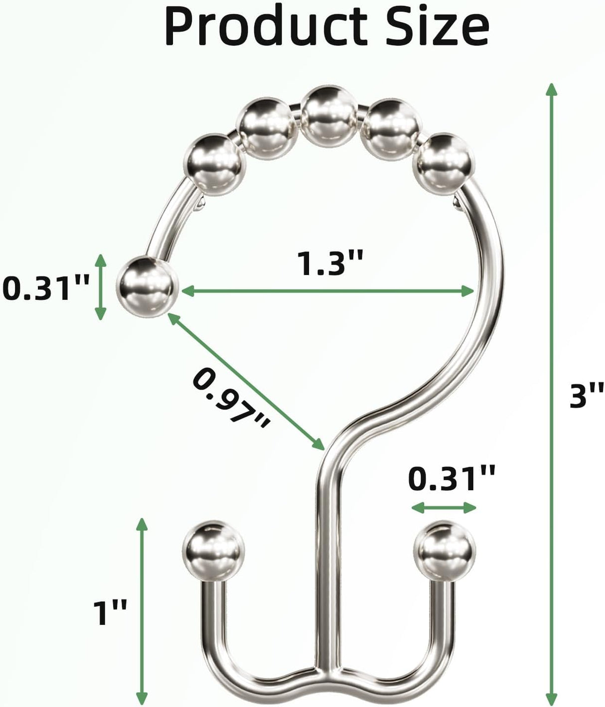 Metal Double Shower Curtain Hooks