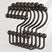 Set of black metal hooks with wooden knobs on a white background