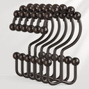 AmazerBath bronze metal double shower curtain hooks with smooth roller balls, modern style, set of 12.