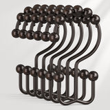 Metal Double Shower Curtain Hooks, Set of 12