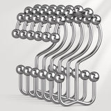 Metal Double Shower Curtain Hooks, Set of 12
