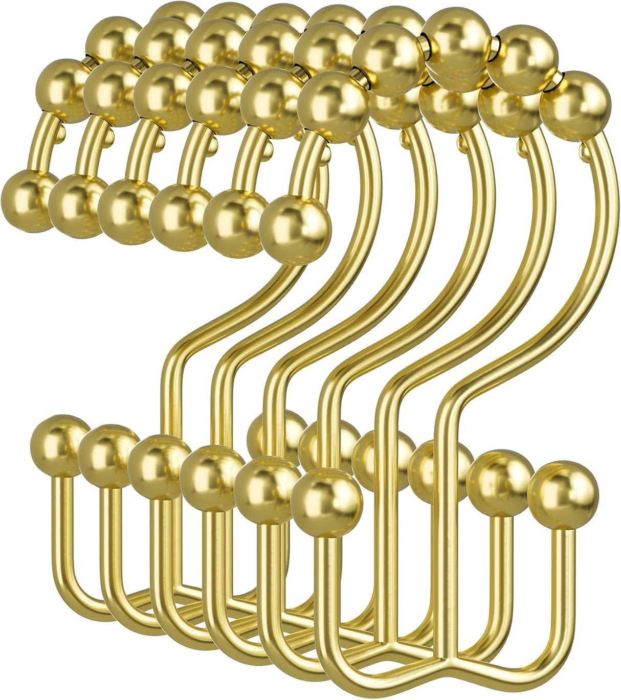 Set of gold hooks on a white background