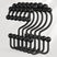 Set of black metal hooks with spherical ends on a white background
