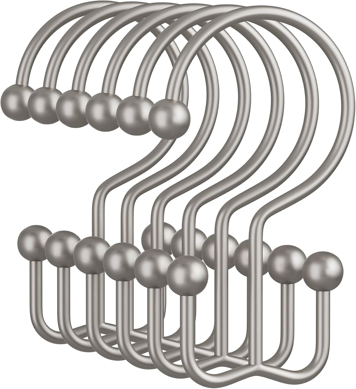 Set of silver hooks on a white background