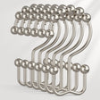 AmazerBath nickel metal double shower curtain hooks with smooth roller balls, modern style, set of 12.