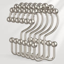 AmazerBath nickel metal double shower curtain hooks with smooth roller balls, modern style, set of 12.