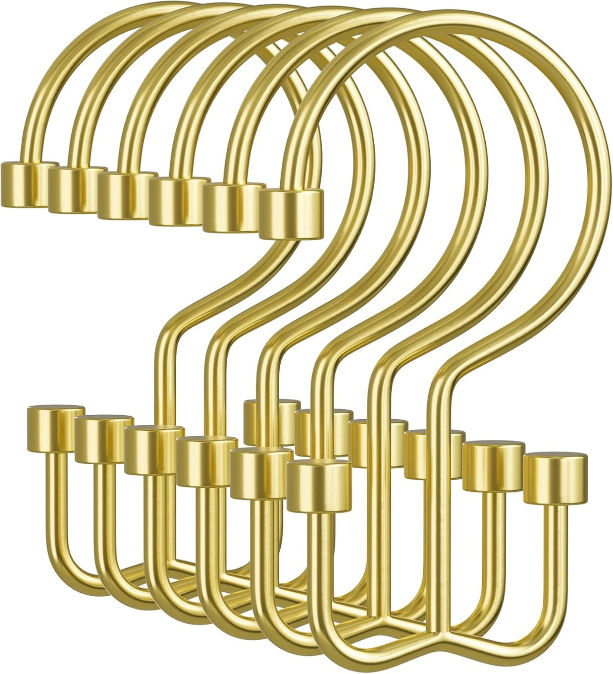 Set of gold hooks on a white background
