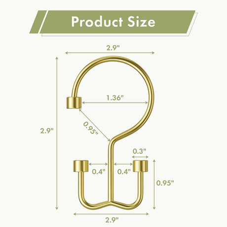 Gold U-shaped product with dimensions labeled on a white background