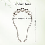 Silver safety pin with beads and measurements on a white background