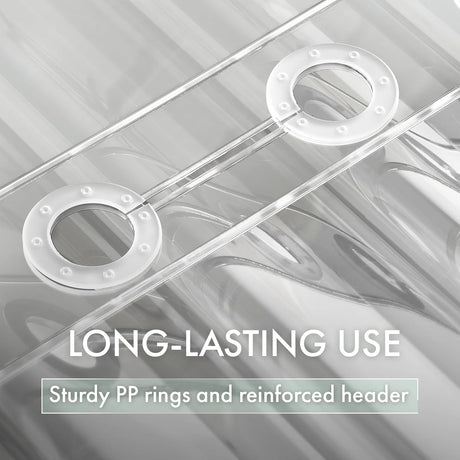 Clear plastic tray with PP rings and text about long-lasting use