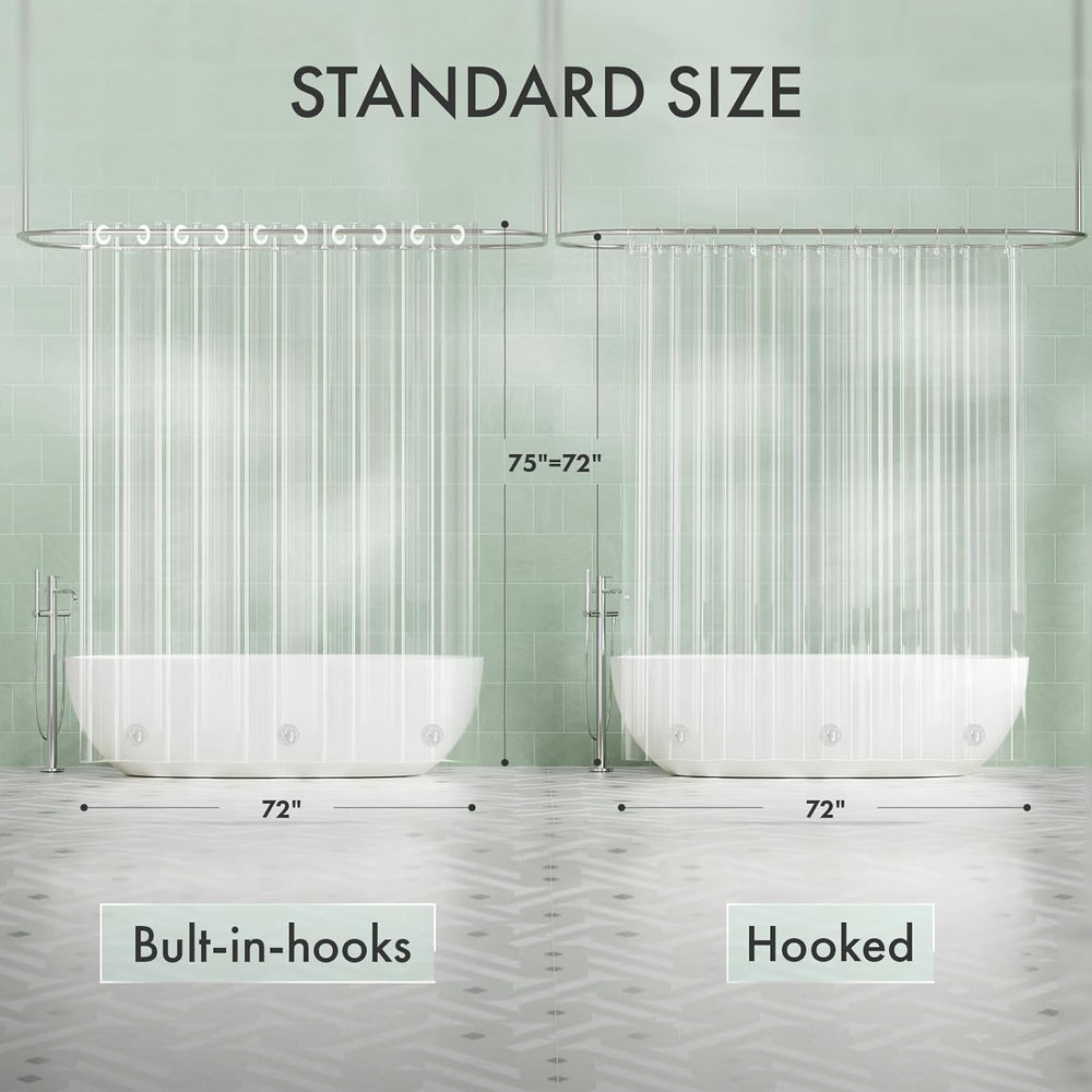 AmazerBath 100% EVA No Hook Shower Curtain Liner, 8G Heavy Duty