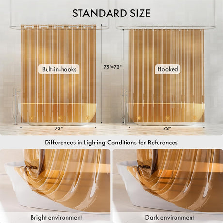 Comparison of curtain types with measurements and lighting conditions on a neutral background