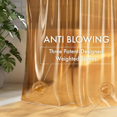 Anti-blowing weighted stones with a plant in the background