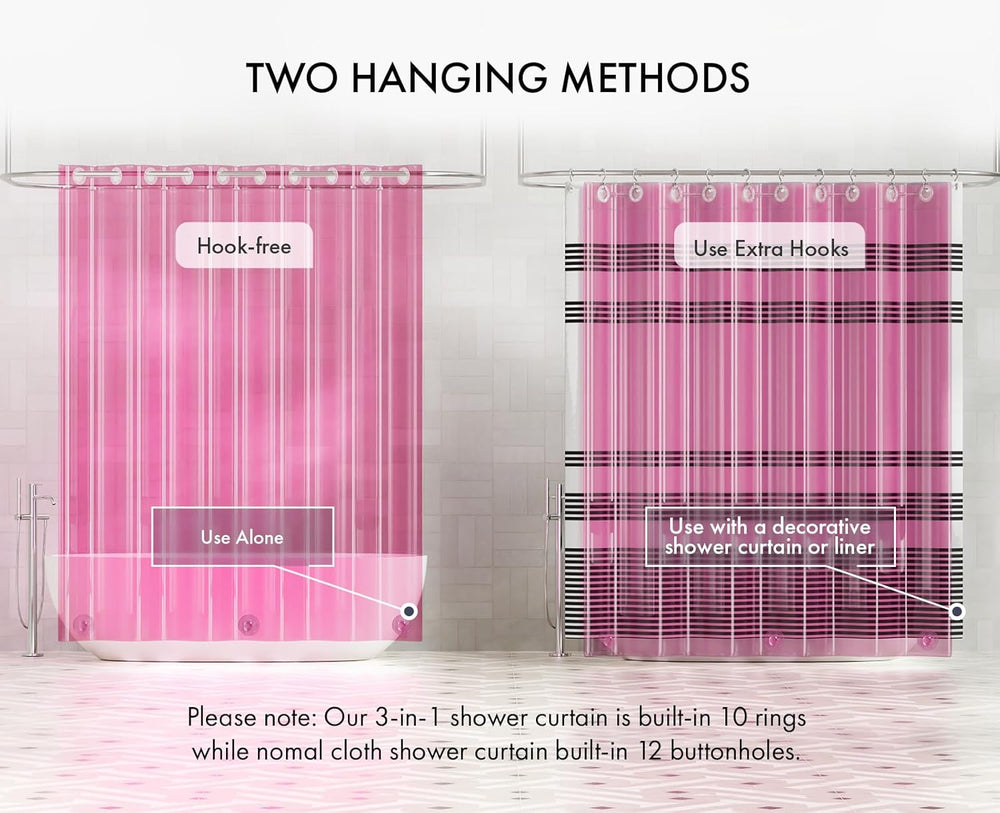 AmazerBath 100% EVA No Hook Shower Curtain Liner, 8G Heavy Duty