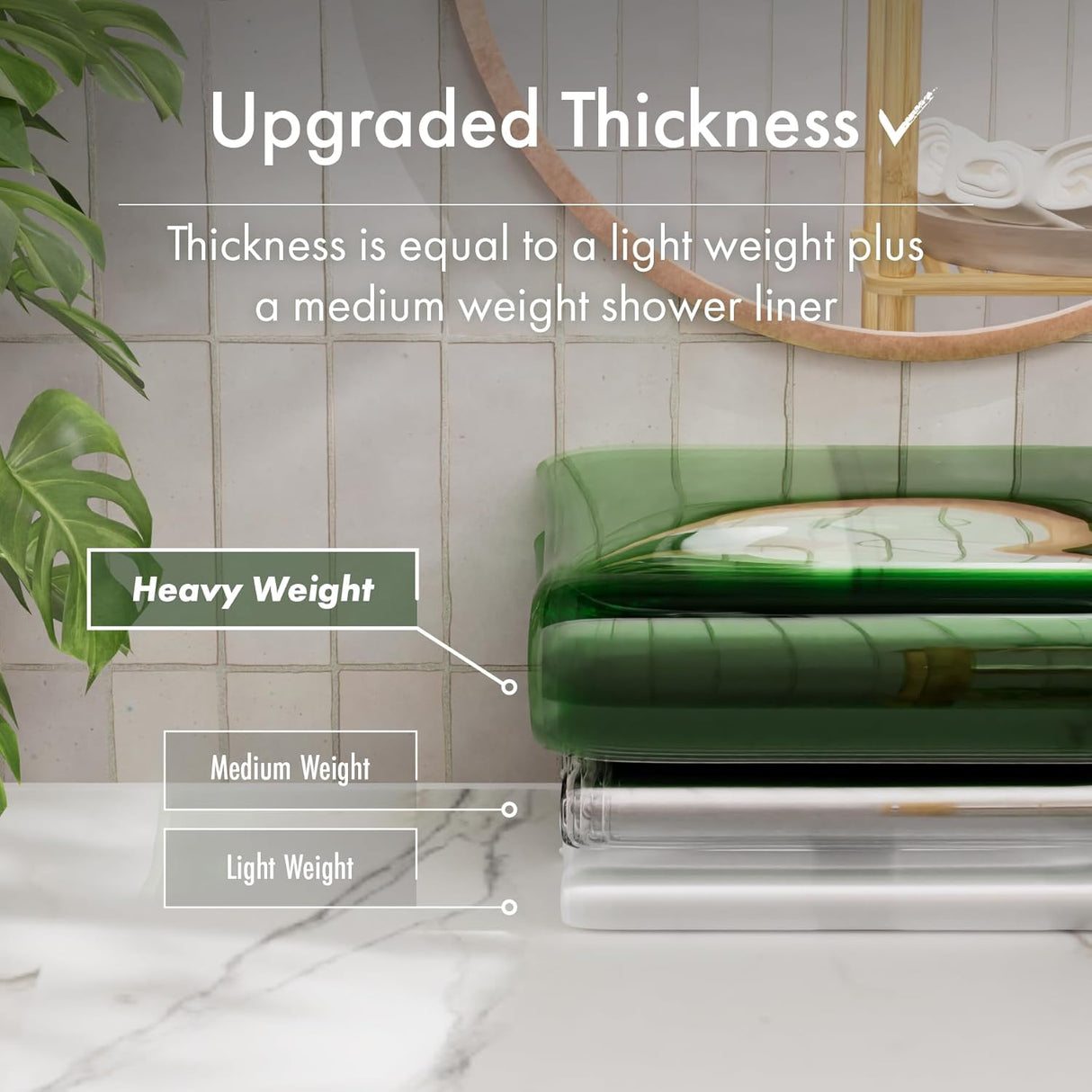 AmazerBath 100% EVA Flip Shower Curtain Liner, 8G Heavy Duty