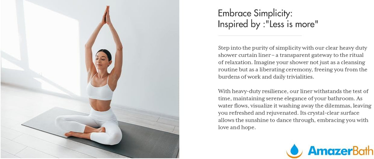 AmazerBath 100% EVA No Hook Shower Curtain Liner, 8G Heavy Duty
