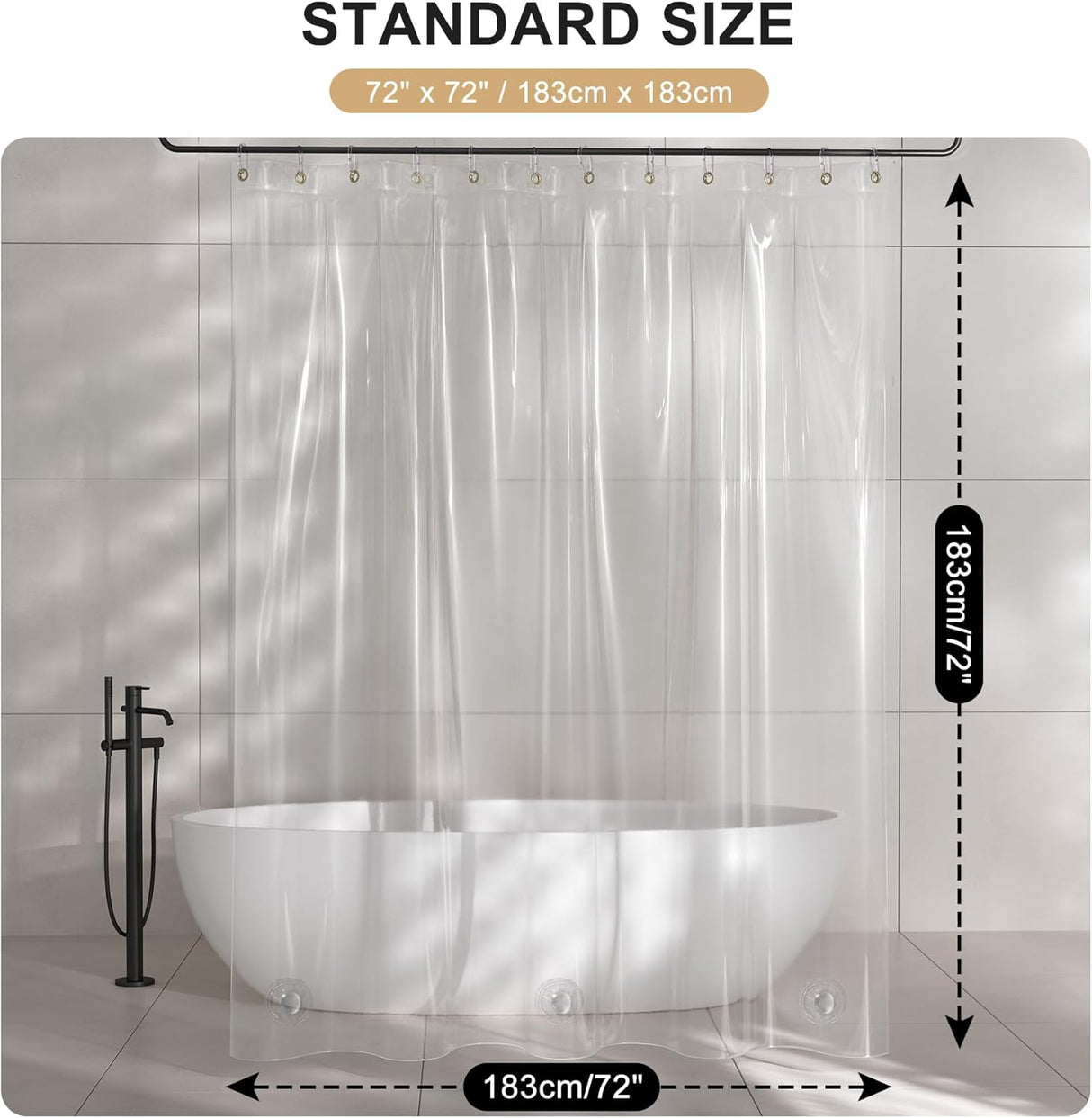 AmazerBath 100% EVA Rainbow Shower Curtain Liner, 8G Heavy Duty