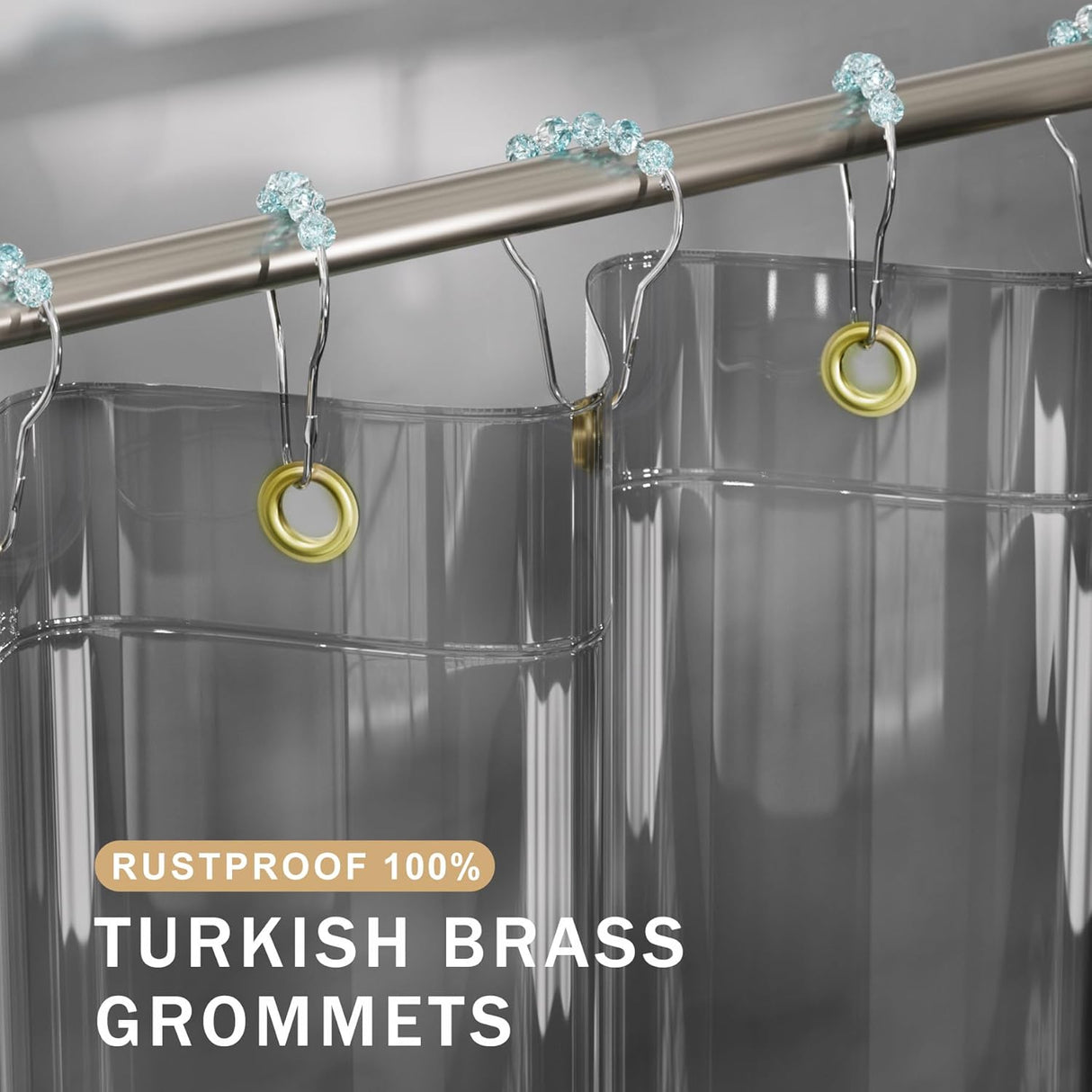 AmazerBath 100% EVA Rainbow Shower Curtain Liner, 8G Heavy Duty