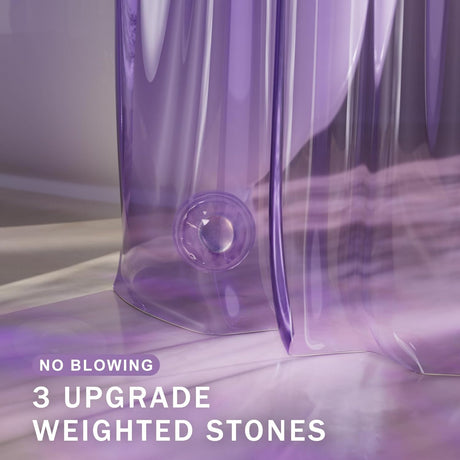 Purple water bottle with a clear lid on a reflective surface, text indicating 'No Blowing 3 Upgrade Weighted Stones'.