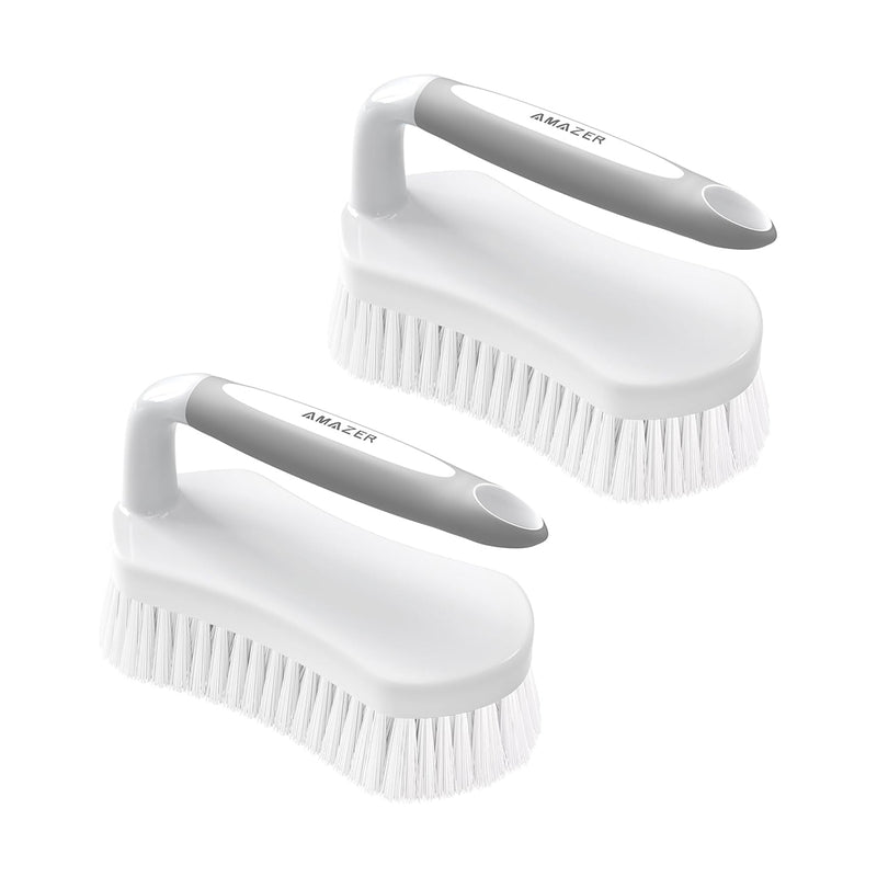 Stiff Bristles Scrub Brushes with Comfort Grip, Pack of 2