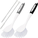 Two kitchen brushes with scrubber heads and long handles on a white background, branded 'AMAZEN'.