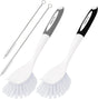 Two kitchen brushes with scrubber heads and long handles on a white background, branded 'AMAZEN'.
