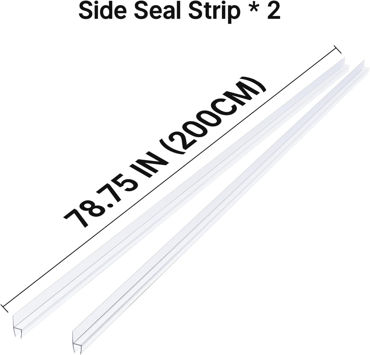 Side seal strip with dimensions on a white background