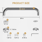 Measurement chart of a metal handle with dimensions labeled