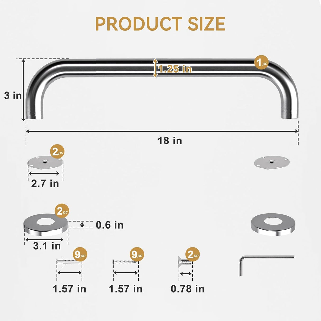 Grab Bars for Shower 18 Inches