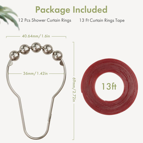 Shower Curtain Rings with Curtain Tape