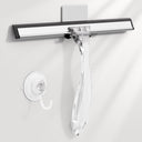 Clear squeegee with black handle on a white background