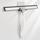 Clear glass squeegee with black rubber blade on a white background