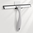Squeegee with black rubber blade and silver metal handle on a white background