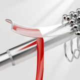 Close-up of a silver and red object on a white background