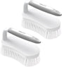 Two white cleaning brushes with handles on a white background, branded 'Amazer'.