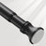 AmazerBath black spring tension shower curtain rod with a white non-slip end cap on a clean gray background.