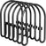 Set of black metal bike racks on a white background