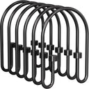 Set of black metal bike racks on a white background