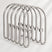 Metallic shower curtain hooks on a white background