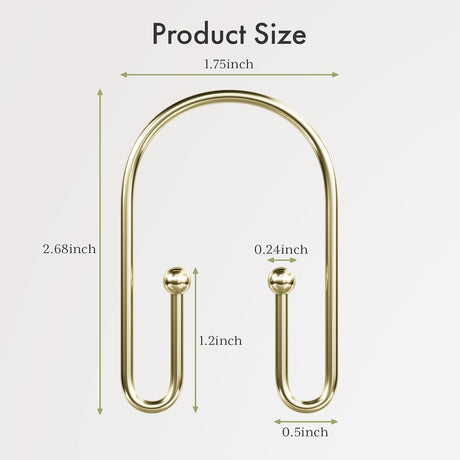 U-Shaped Double Shower Curtain Hooks Gold