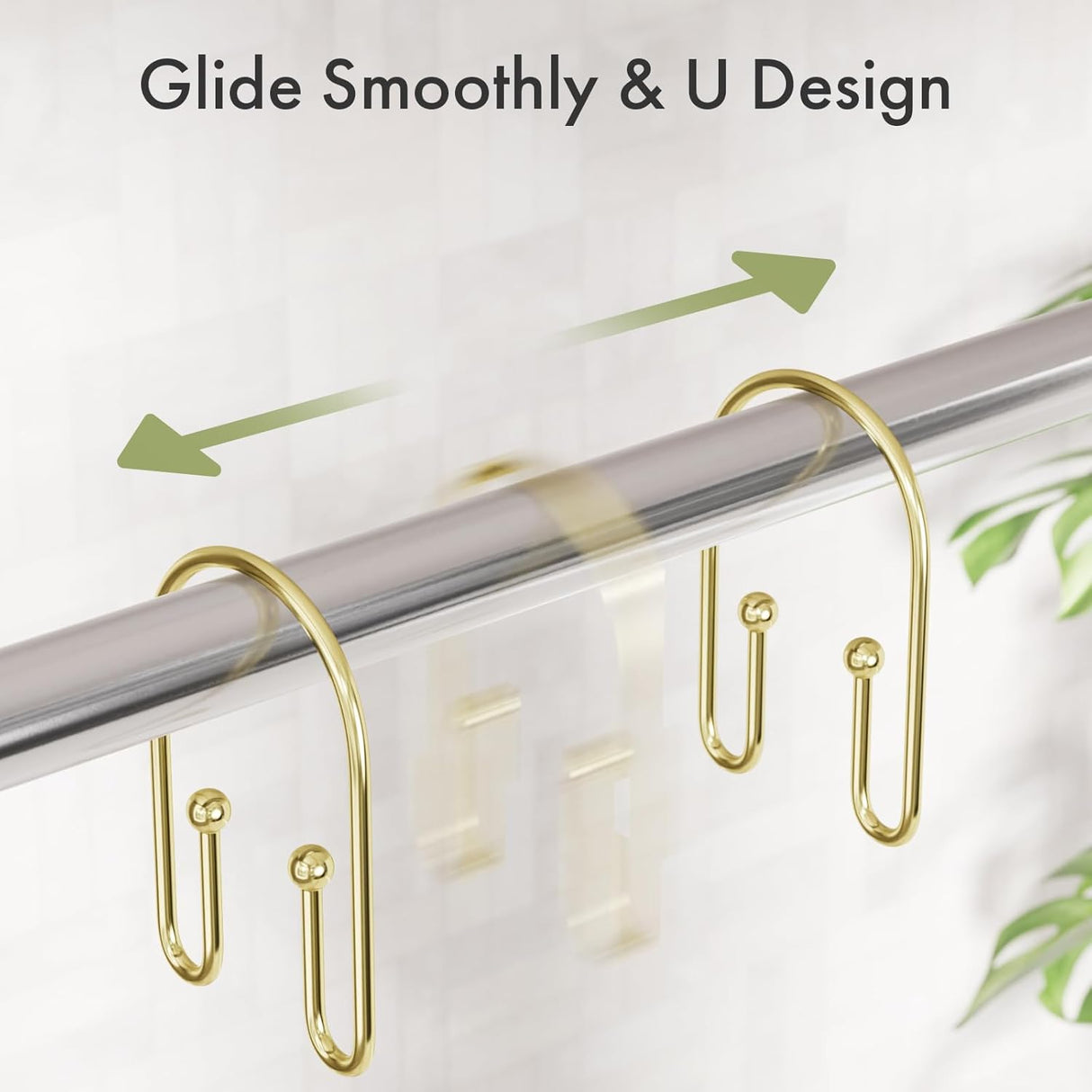 U-Shaped Double Shower Curtain Hooks Gold