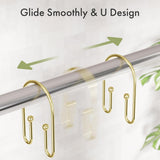 U-Shaped Double Shower Curtain Hooks Gold