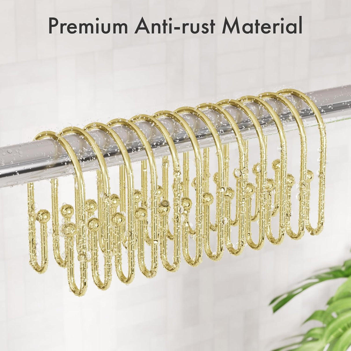 U-Shaped Double Shower Curtain Hooks Gold