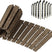 Wooden deck boards and fasteners on a white background